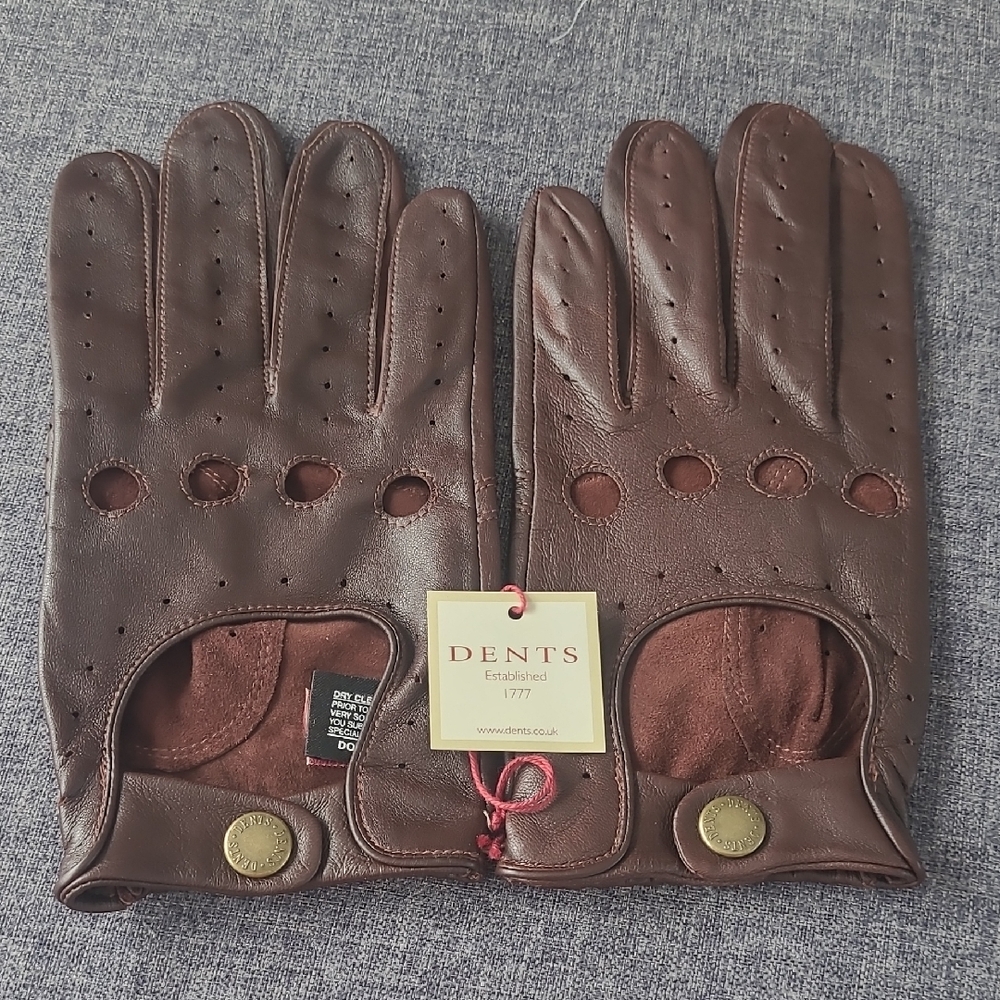DENTS Dark Brown Driving Leather Men's Gloves